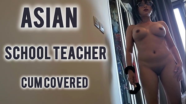 Asian School teacher Swallow Cum Covered Face and Squirt