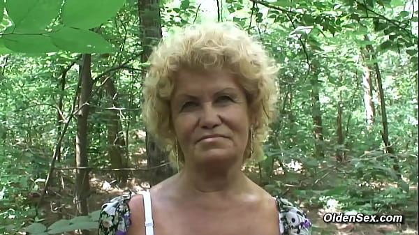 Blonde granny fucked in the woods POV by stranger