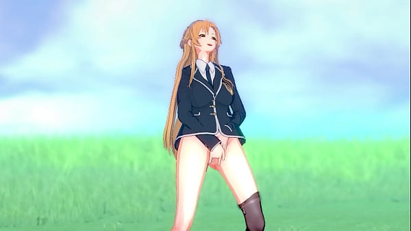 Hentai Asuna Yuuki masturbation outside