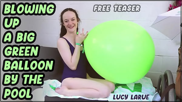 Blowing Up A Big Green Balloon by the Pool