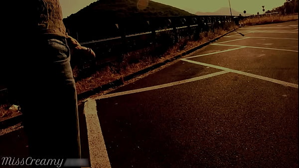 Dick flash – A girl caught me jerking off on the street and help me cum – MissCreamy