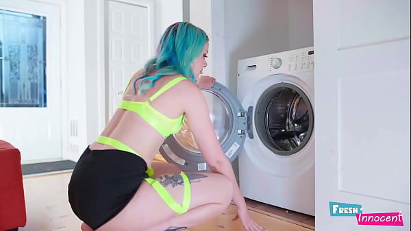 Fresh & Innocent – A Petite Babe is NAiled in the Ass While Stuck in the Washing Machine