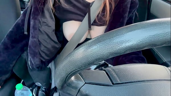 Hot Italian Milf Artemisia Love driving her car around Los Angeles and flashing her big tits in the traffic