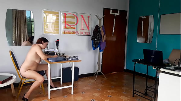 Nudist secretary. Naked employee in the office. Nude bitch is not shy about her boss. Nude office. Tits, nipples, ass, pussy 1