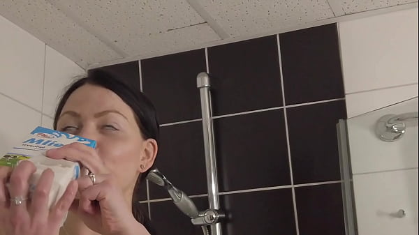 Put Milk on my huge Tits and Spitting