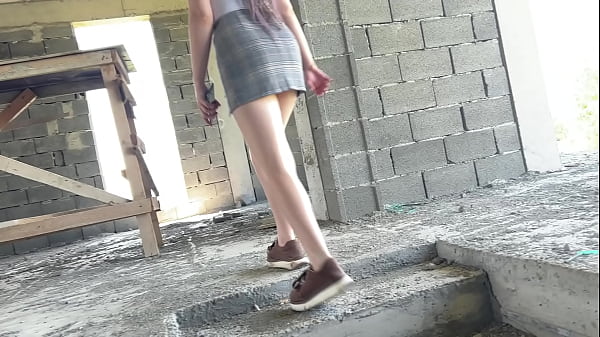 Two Russian guys fucked a cute slut in an abandoned building hard in the mouth and pussy and filled her with sperm