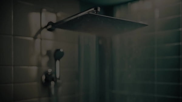 Attractive teen brunette took a shower