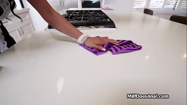 Busty Latina maid busted toying at work then titty fucked