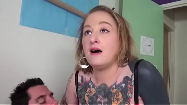 Chubby inked blonde slut in lingerie rides easily a client’s cock with her ass till getting his hot cum in mouth