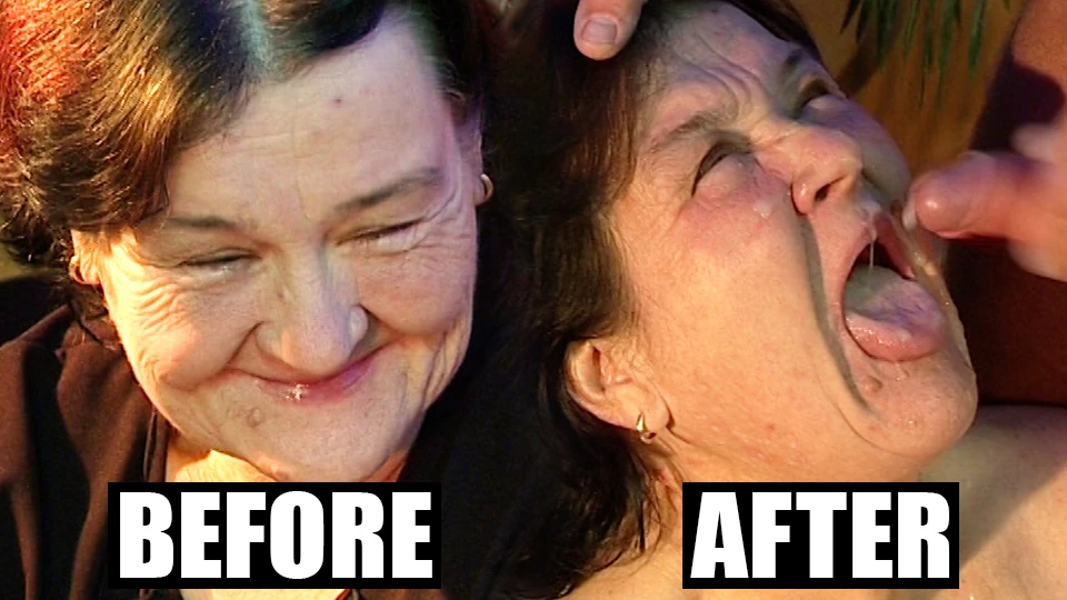 Very old granny didn’t know cum on her face