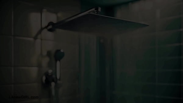 Skinny brunette model took a shower